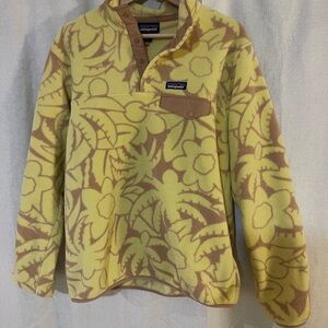 Patagonia Synchilla Snap-T Fleece Pullover Yellow Floral Print Size M